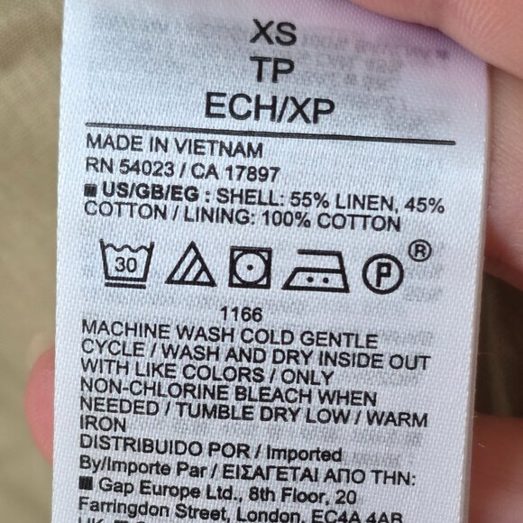 GAP Linen Blend Wrap Skirt | Size XS | Mini Skirt Khaki Button Tie Waist NEW - Picture 8 of 9